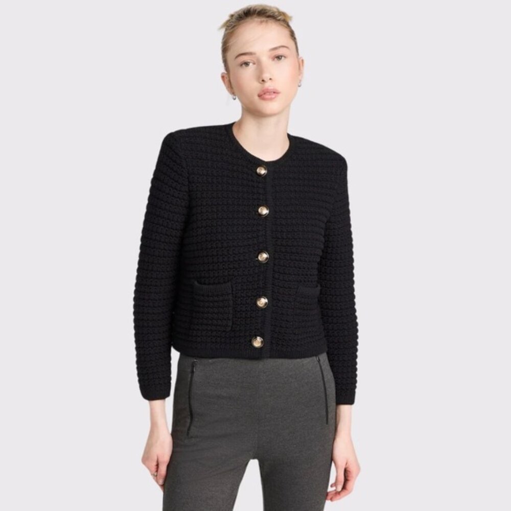 NEW Ba&sh Bash Gaspard Tweed Cardigan Jacket in Black | size 2 M US6 UK10 - Picture 5 of 14